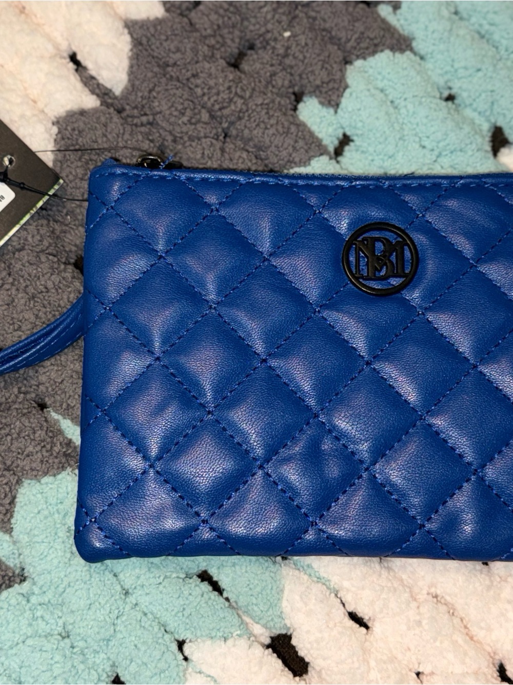 Studio Badgley Mischka Blue Quilted Wristlet Wallet